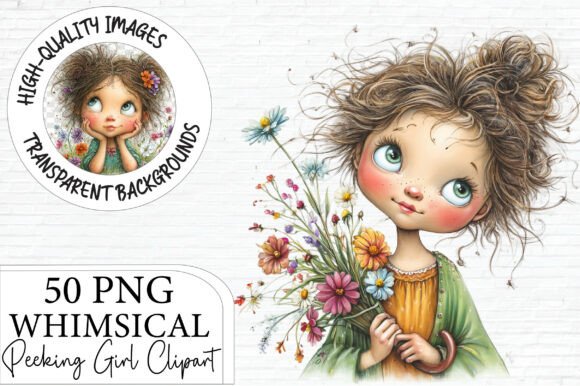 Download Whimsical Peeking Girl Clipart Bundle - Premium Resources