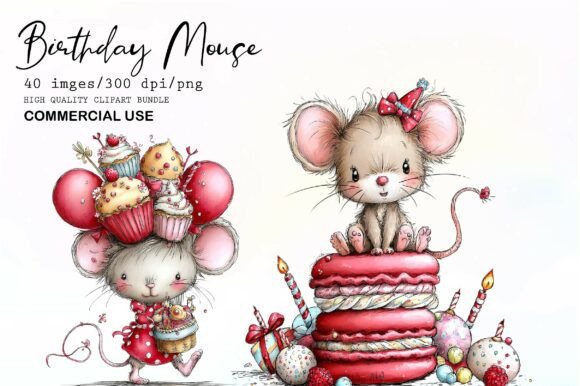 Download Whimsical Birthday Mouse Clipart - Premium Bundle