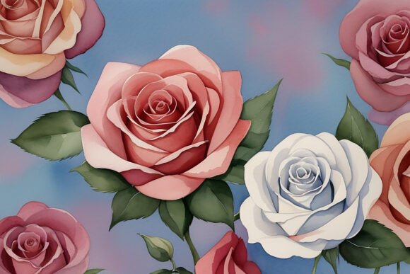 Download Watercolor Rose Digital Paper Background - Digital Collection