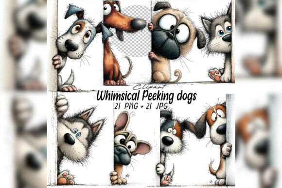 Download Whimsical Peeking Dog Clipart Set - Premium Resources