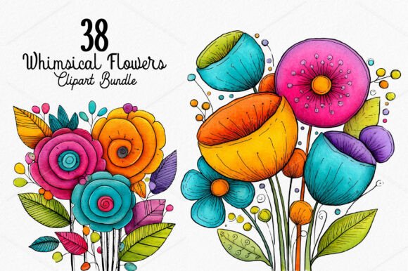 Download Whimsical Flowers Clipart Bundle - Premium Resources