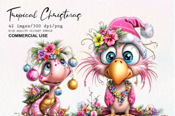 Download Whimsical Tropical Christmas Clipart - Premium Resources